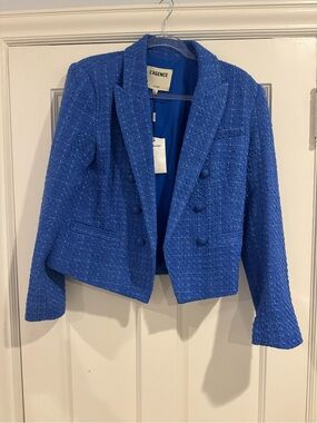 L'AGENCE Blue Tweed Cropped Jacket